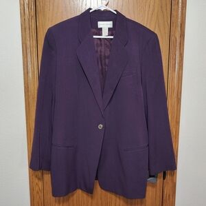 Women's Casual Corner Purple Wool Blend Blazer Jacket, Size 14